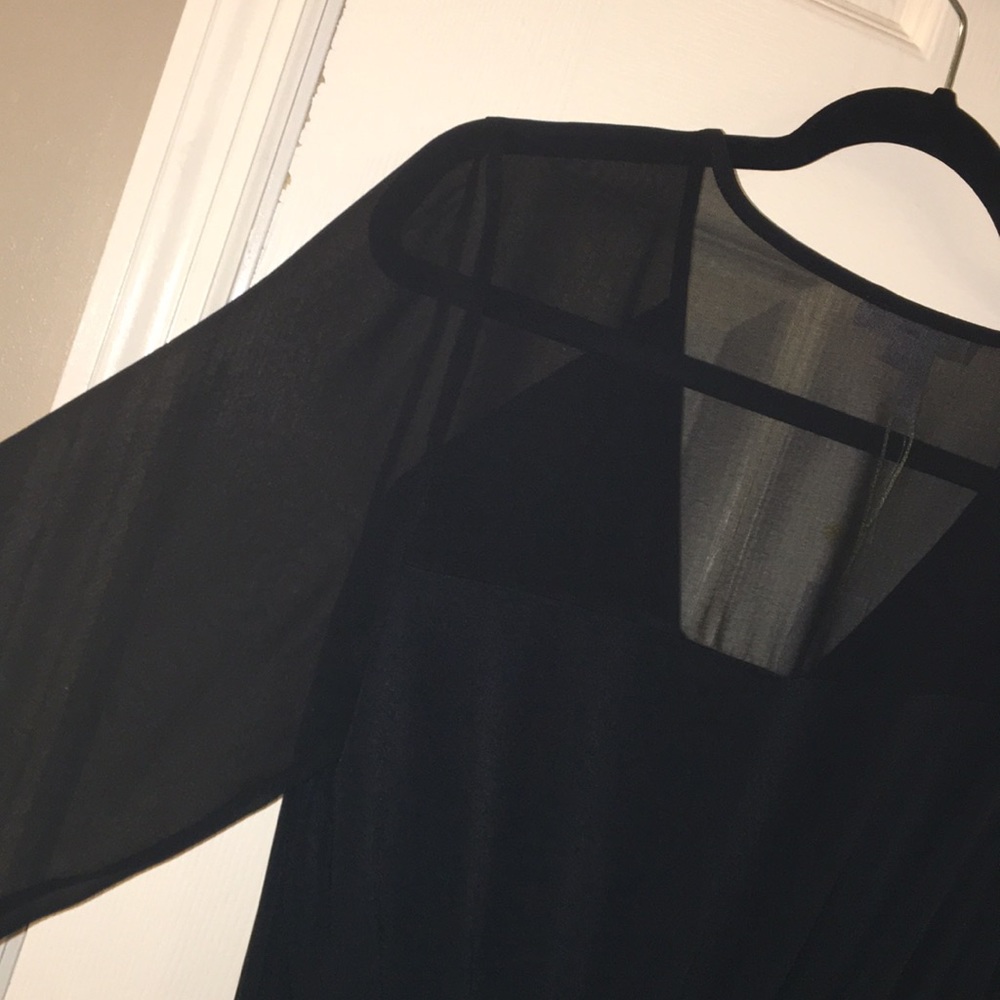 BCBGeneration Romper black sheer long sleeves - Picture 5 of 7